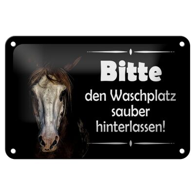 Blechschild Spruch 18x12cm Pferde bitte Waschplatz sauber Dekoration