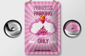 Panneau en étain indiquant 12x18cm, parking princesse uniquement, décoration de couronne rose 2