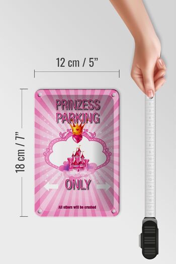 Panneau en étain indiquant 12x18cm, parking princesse uniquement, décoration de couronne rose 5