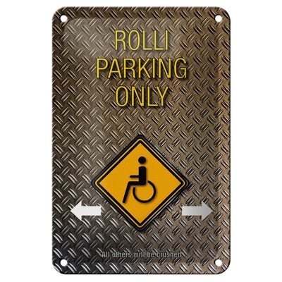 Targa in metallo con scritta "Parcheggio per sedie a rotelle", 12 x 18 cm, solo decorazione