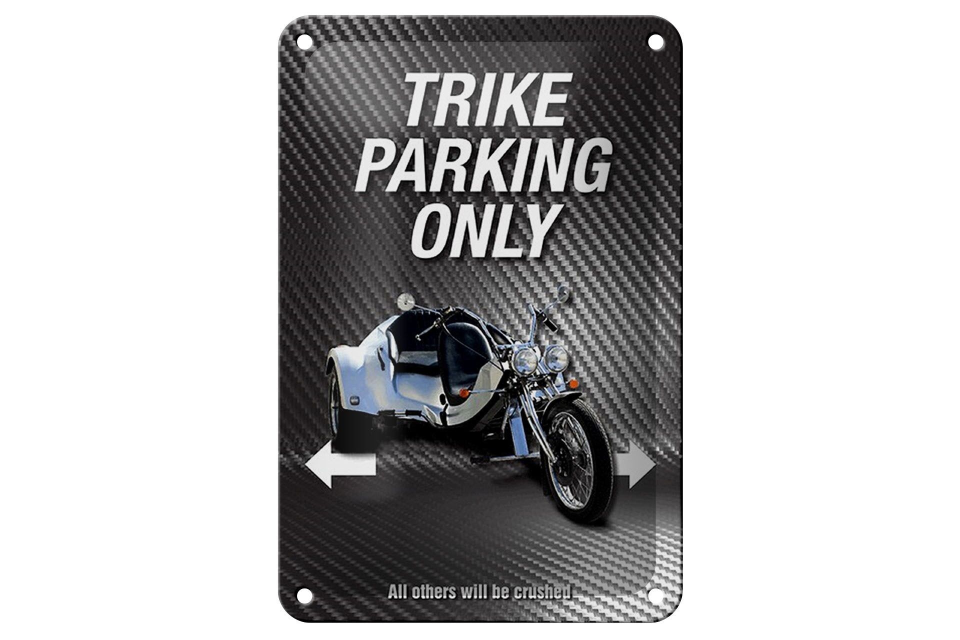 Targa in metallo con scritta "Parcheggio trike" 12x18 cm solo tutte le altre decorazioni