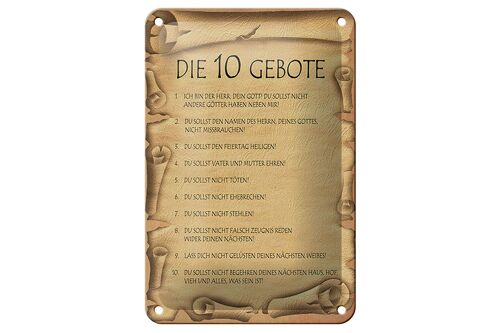 Blechschild Spruch 12x18cm die 10 Gebote Gottes bin Herr Dekoration