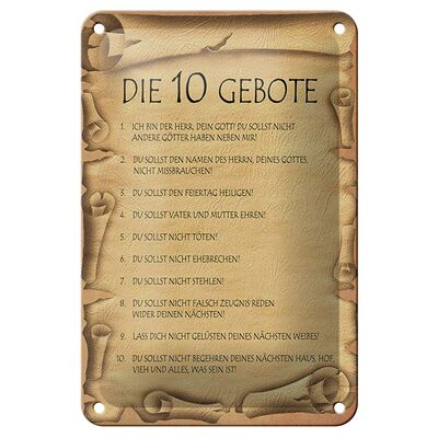 Blechschild Spruch 12x18cm die 10 Gebote Gottes bin Herr Dekoration