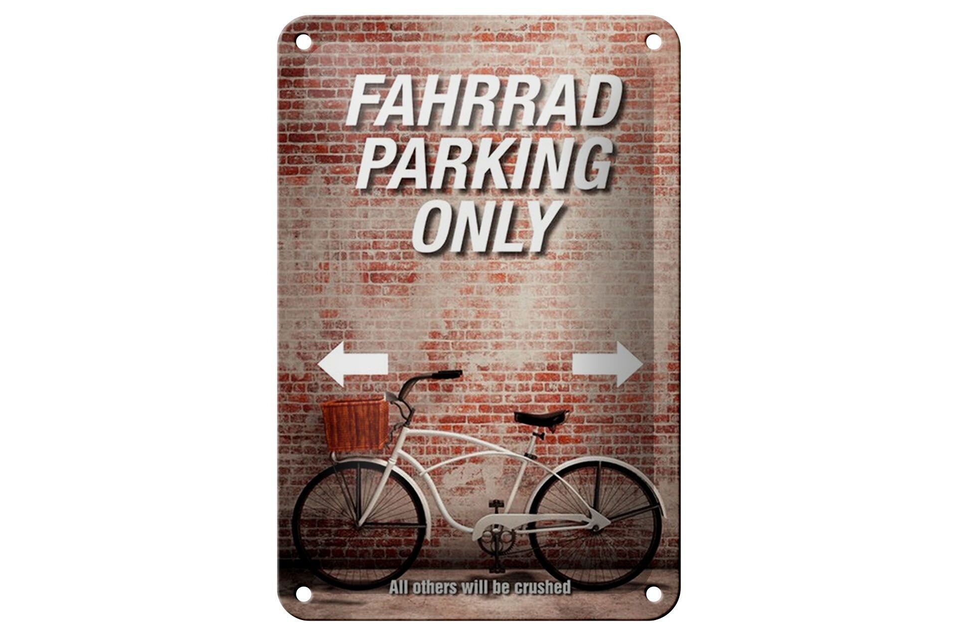 Targa in metallo con scritta "Parcheggio biciclette" 12x18 cm, solo tutte le altre decorazioni