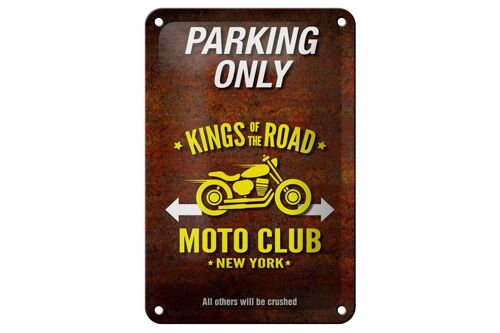 Blechschild Spruch 12x18cm parking only moto club new york Dekoration