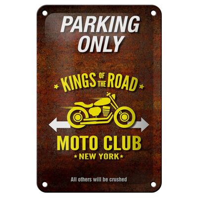 Blechschild Spruch 12x18cm parking only moto club new york Dekoration