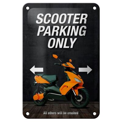 Cartel de chapa que dice 12x18cm Estacionamiento de scooters solo decoración de todos los demás