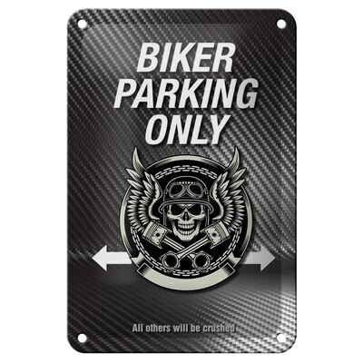 Cartel de chapa que dice 12x18cm Estacionamiento de motociclistas solo decoración para todos los demás