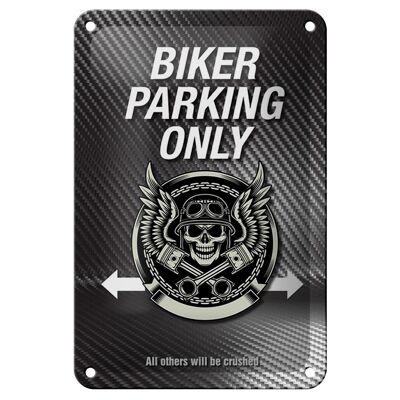 Panneau en étain indiquant 12x18cm Parking motard uniquement pour toutes les autres décorations