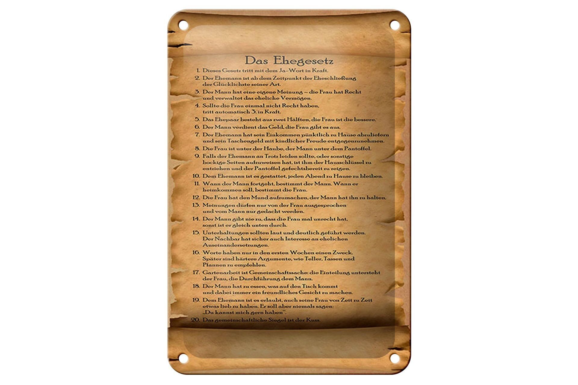 Targa in metallo con scritta 12x18 cm la legge sul matrimonio sì parola in vigore decorazione