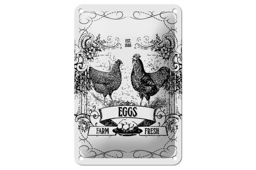 Blechschild Spruch 12x18cm EGGS farm fresh est. 1886 Dekoration