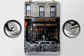 Panneau en étain disant 12x18cm, décoration de café café new york 2