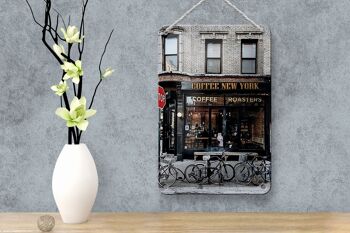Panneau en étain disant 12x18cm, décoration de café café new york 4
