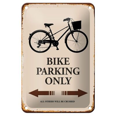 Metal sign saying 12x18cm Bike parking only bicycle parking decoration