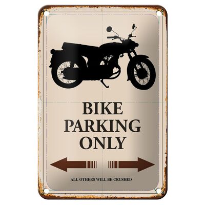 Metal sign saying 12x18cm Bike parking only motorcycle decoration