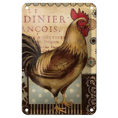 Cartel de chapa con texto en inglés "Pollo nostálgico", decoración antigua vintage, 12x18cm