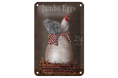 Blechschild Spruch 12x18cm Huhn jumbo Eggs 25 c a dozen Dekoration