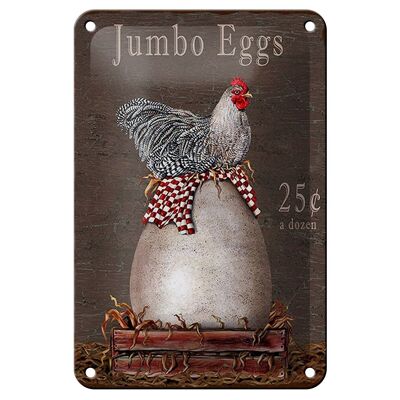 Blechschild Spruch 12x18cm Huhn jumbo Eggs 25 c a dozen Dekoration