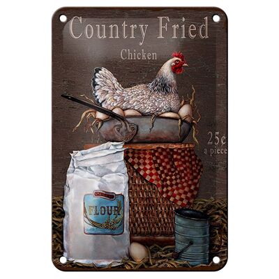 Blechschild Spruch 12x18cm Huhn country Fried Chicken Dekoration