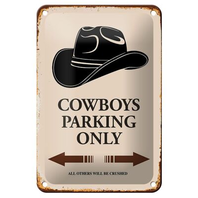 Targa in metallo con scritta "Cowboys Parking" solo decorazione, 12x18 cm