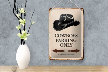 Panneau en étain indiquant 12x18cm, décoration de stationnement Cowboys uniquement 4