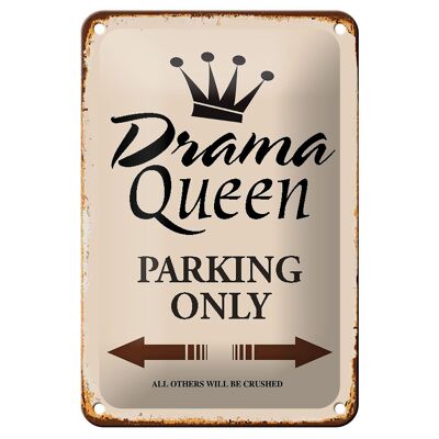 Cartel de chapa que dice 12x18cm Drama Queen estacionamiento solo decoración