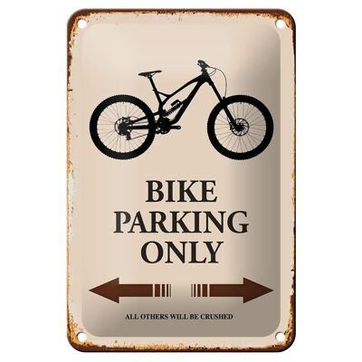 Cartel de chapa que dice 12x18cm Estacionamiento de bicicletas solo decoración