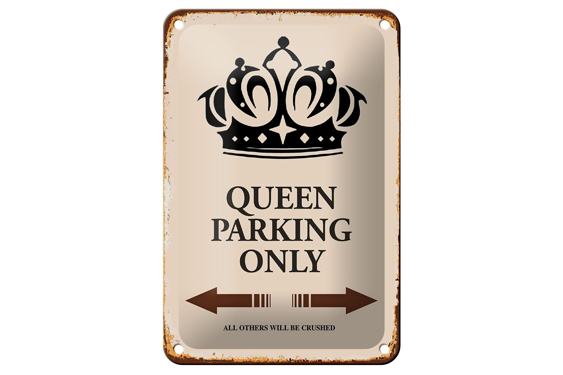 Targa in metallo con scritta 12x18 cm Queen Parking solo decorazione corona