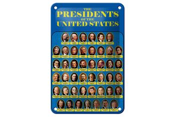 Plaque en étain disant 12x18cm, décoration des présidents des États-Unis 1