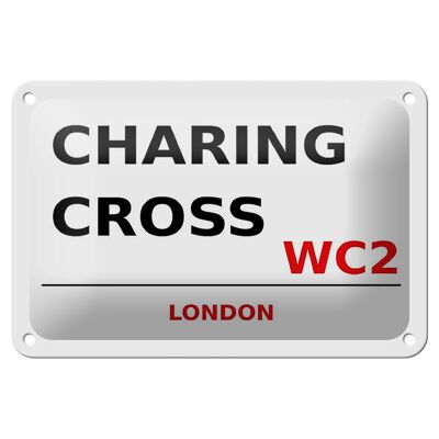 Cartel de chapa Londres 18x12cm Charing Cross WC2 decoración de pared