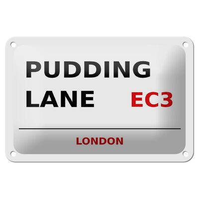 Cartel de chapa de Londres, 18x12cm, Pudding Lane EC3, decoración de pared