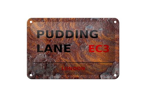 Blechschild London 18x12cm Pudding Lane EC3 braunes Schild