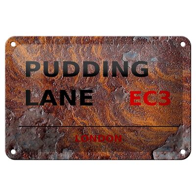 Blechschild London 18x12cm Pudding Lane EC3 braunes Schild