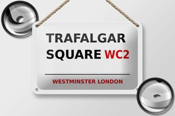 Panneau décoratif en étain Londres 18x12cm Westminster Trafalgar Square WC2 2