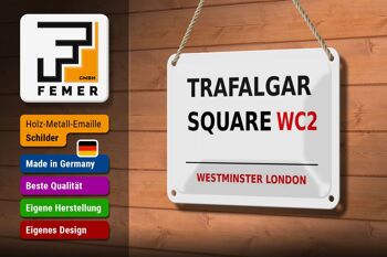Panneau décoratif en étain Londres 18x12cm Westminster Trafalgar Square WC2 3