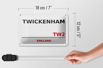 Plaque en tôle Angleterre 18x12cm Décoration Twickenham TW2 5