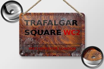 Panneau en étain de londres, 18x12cm, Westminster, Trafalgar Square, décoration WC2 2