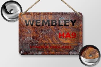 Panneau en étain Londres 18x12cm Angleterre Wembley HA9 décoration rouille 2