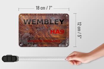 Panneau en étain Londres 18x12cm Angleterre Wembley HA9 décoration rouille 5