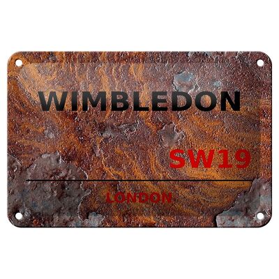 Cartel de chapa Londres 18x12cm Wimbledon SW19 decoración óxido