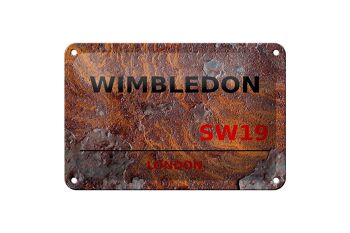 Plaque en tôle Londres 18x12cm Wimbledon SW19 décoration rouille 1