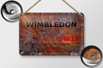 Plaque en tôle Londres 18x12cm Wimbledon SW19 décoration rouille 2