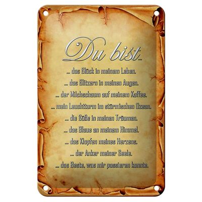 Blechschild Spruch 12x18cm Du bist Glück in meinem Leben Dekoration