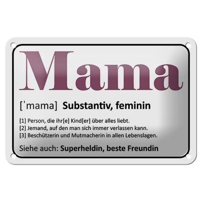 Targa in metallo con scritta "Mamma supereroina migliore amica" 18x12 cm