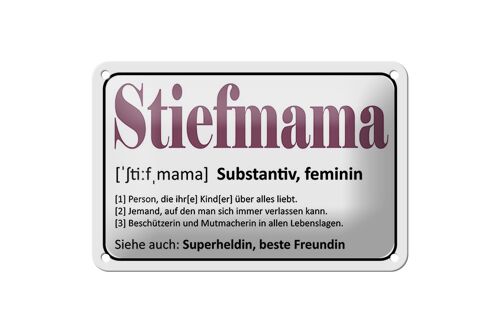 Blechschild Spruch 18x12cm Stiefmama Superheldin Freundin Dekoration