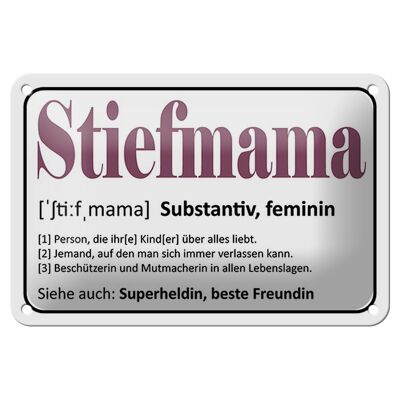 Targa in metallo con scritta "Matrigna, supereroina, fidanzata", 18x12 cm