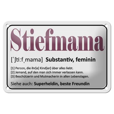 Blechschild Spruch 18x12cm Stiefmama Superheldin Freundin Dekoration