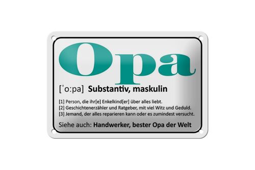 Blechschild Spruch 18x12cm Opa Handwerker bester Opa Welt Dekoration