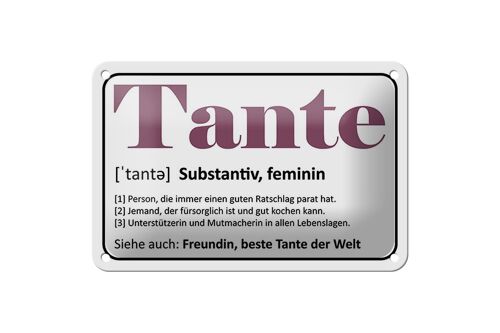 Blechschild Spruch 18x12cm Tante Freundin beste Tante Welt Dekoration