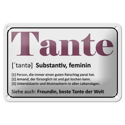 Blechschild Spruch 18x12cm Tante Freundin beste Tante Welt Dekoration